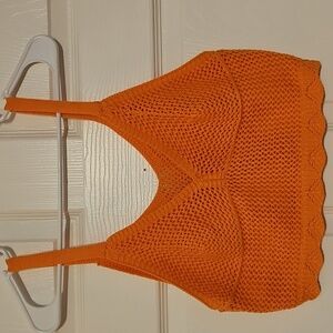 Orange Knit Women's Crop Tank Top